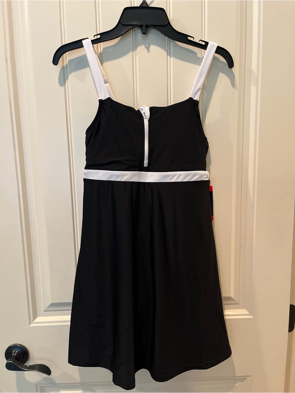 NWT Lands End Size XS Black White A-Line Swim Dress Swim Summer Resort Modest